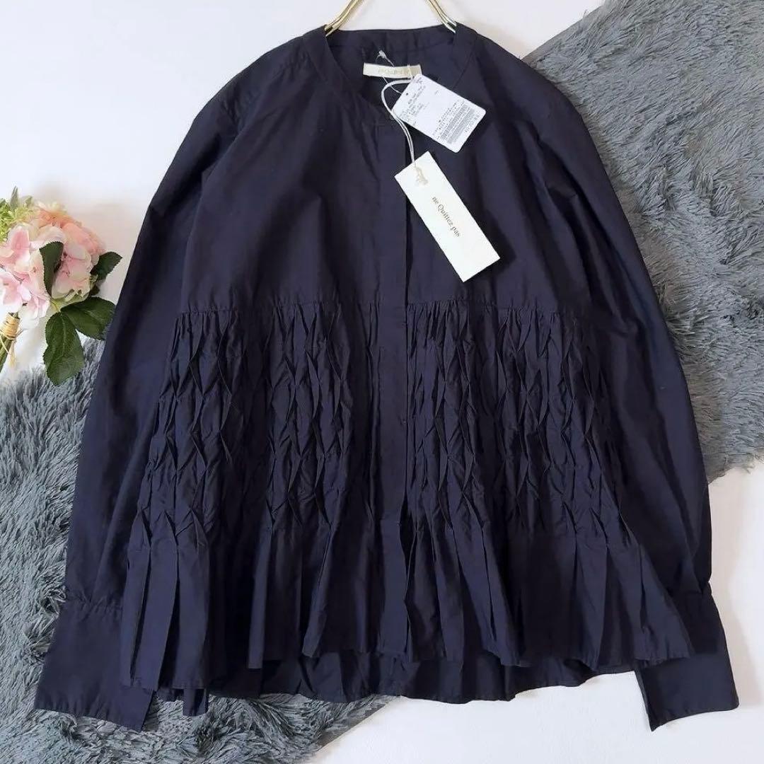 新品タグ付ꕥヌキテパ 今季 2025 コットンポプリンウェーブブラウス 立体刺繍