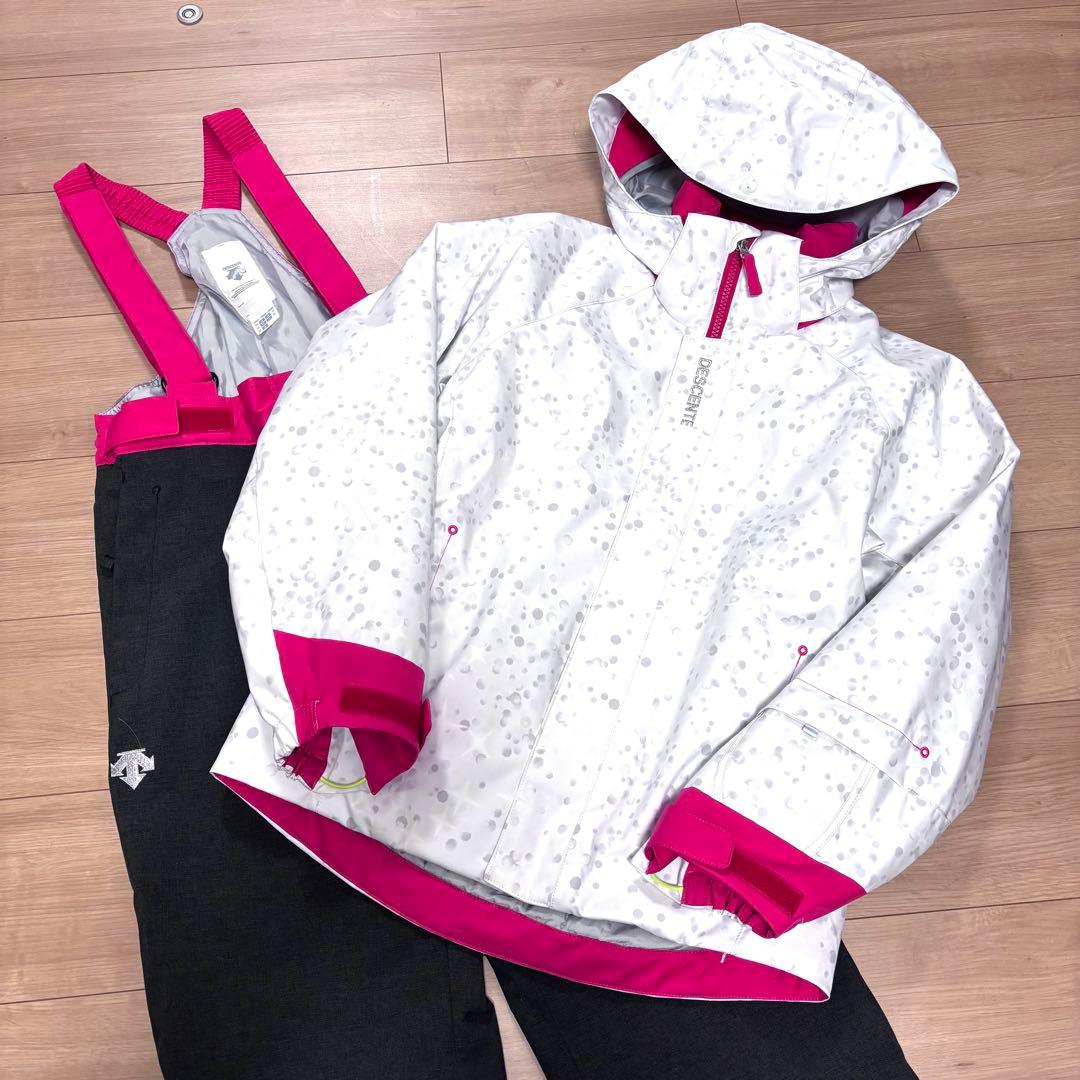 【極美品】デサント　スキーウェア キッズ　150cm 白　ホワイト　総柄