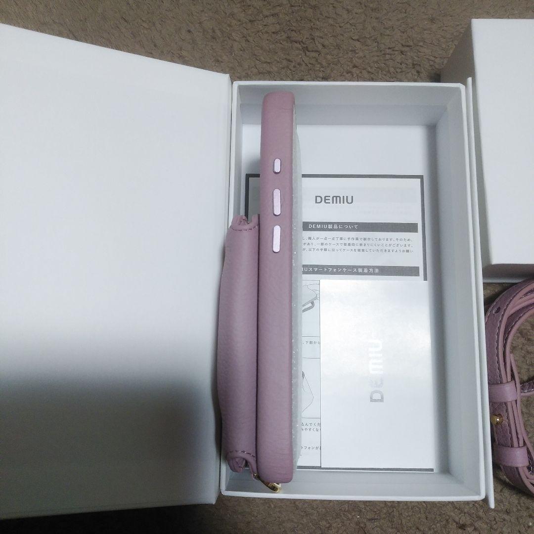 DEMIU 薄紫 手帳型ケース ストラップ付き