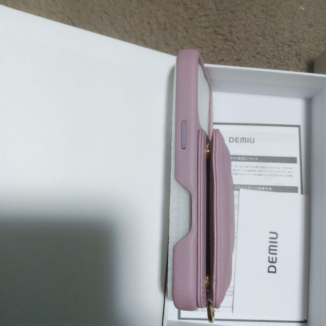 DEMIU 薄紫 手帳型ケース ストラップ付き