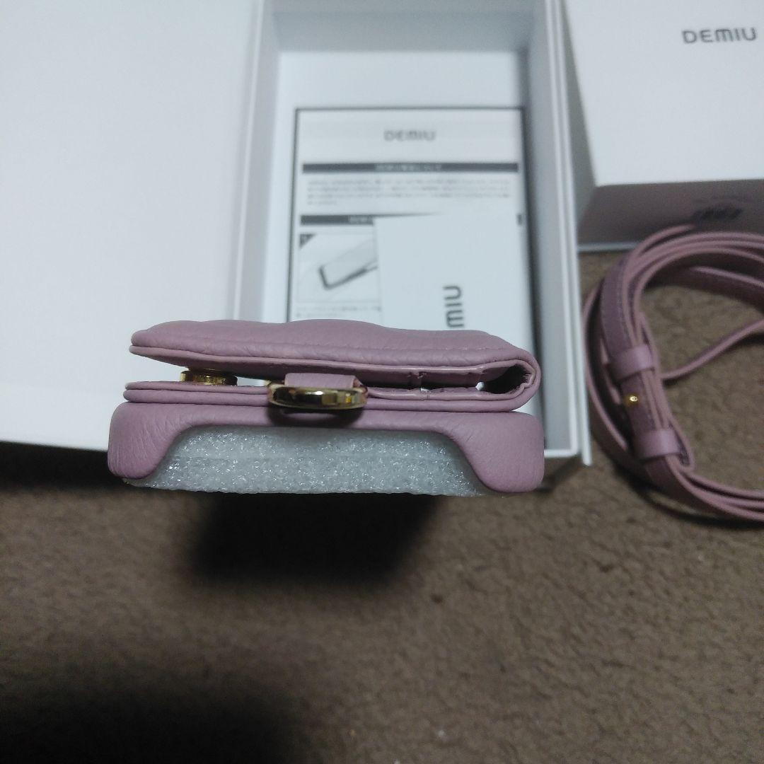 DEMIU 薄紫 手帳型ケース ストラップ付き