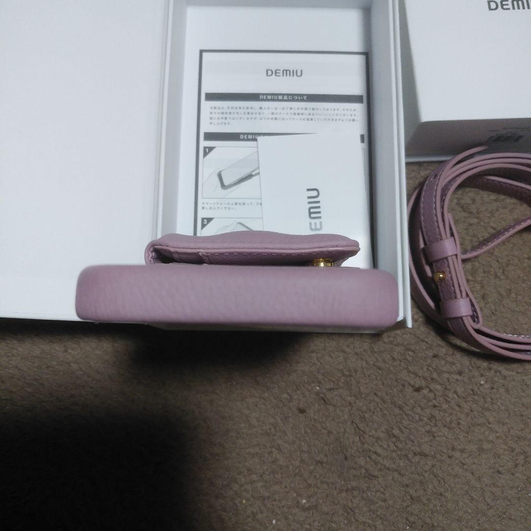DEMIU 薄紫 手帳型ケース ストラップ付き