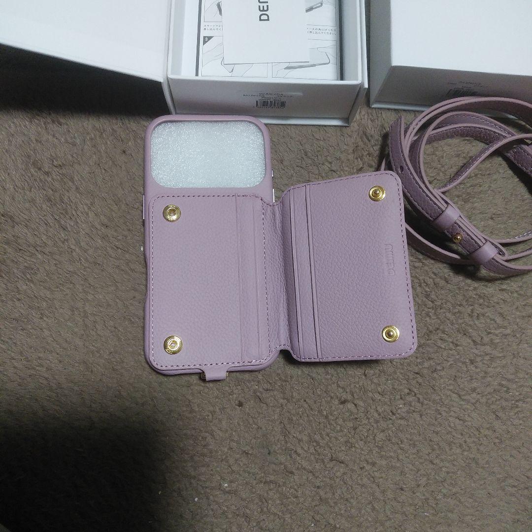 DEMIU 薄紫 手帳型ケース ストラップ付き