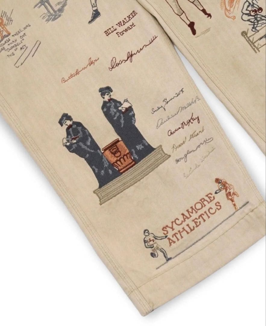 【samuel zelig】 スポーツモチーフ ベージュワイドパンツ