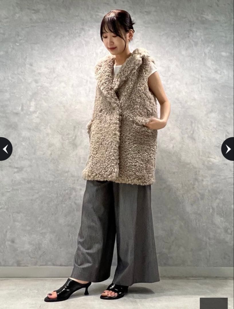 【2024AW・美品】　CADUNE カデュネ　ボアジレ　ベージュ 38サイズ