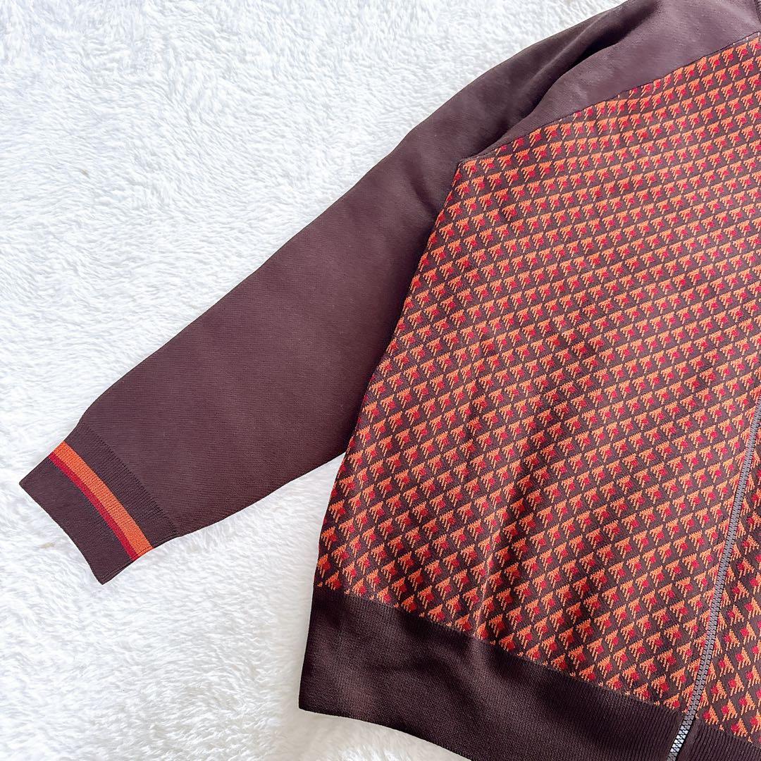 【ZARA】ジャージ風セットアップ ジャガード ブラウンオレンジ系 XLサイズ