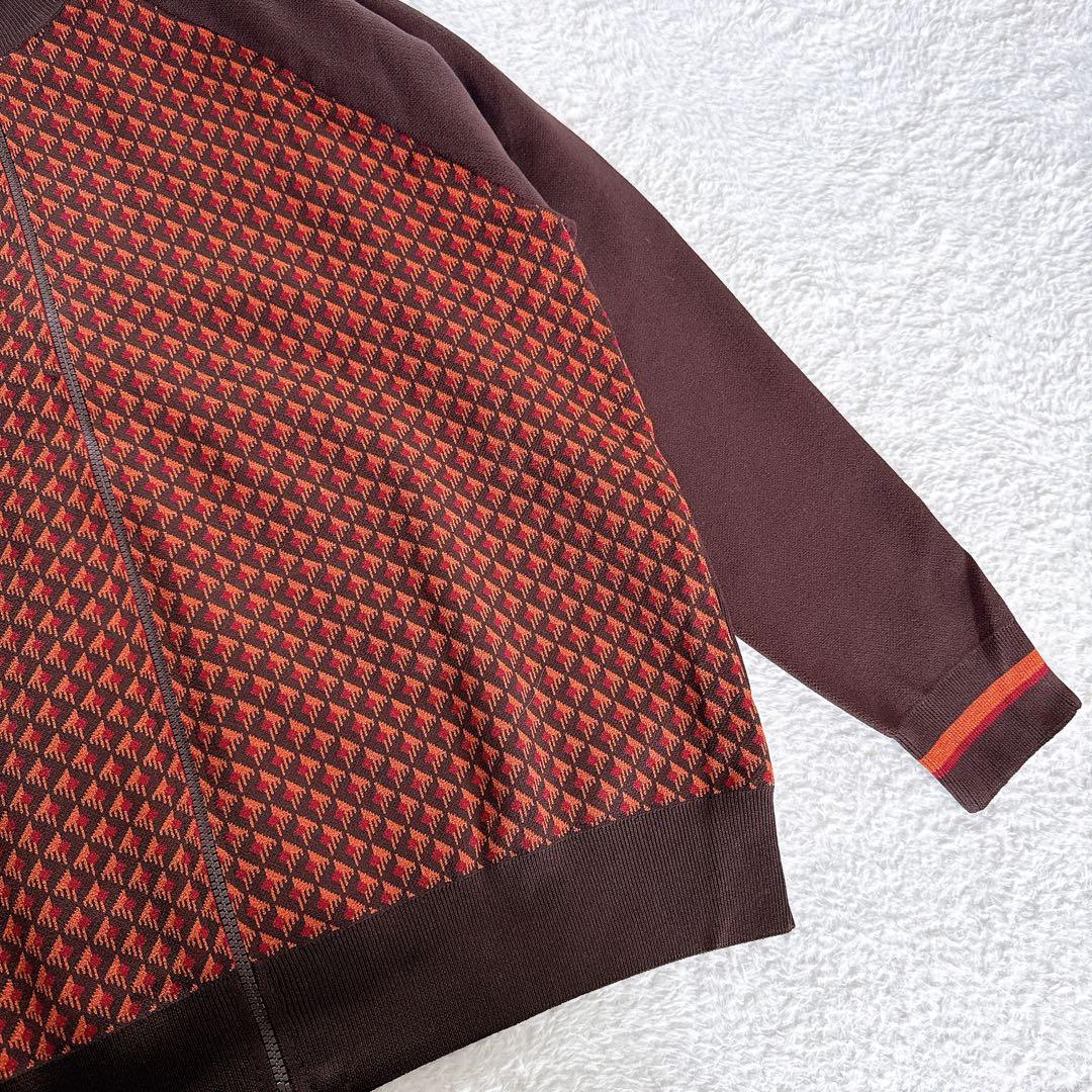 【ZARA】ジャージ風セットアップ ジャガード ブラウンオレンジ系 XLサイズ