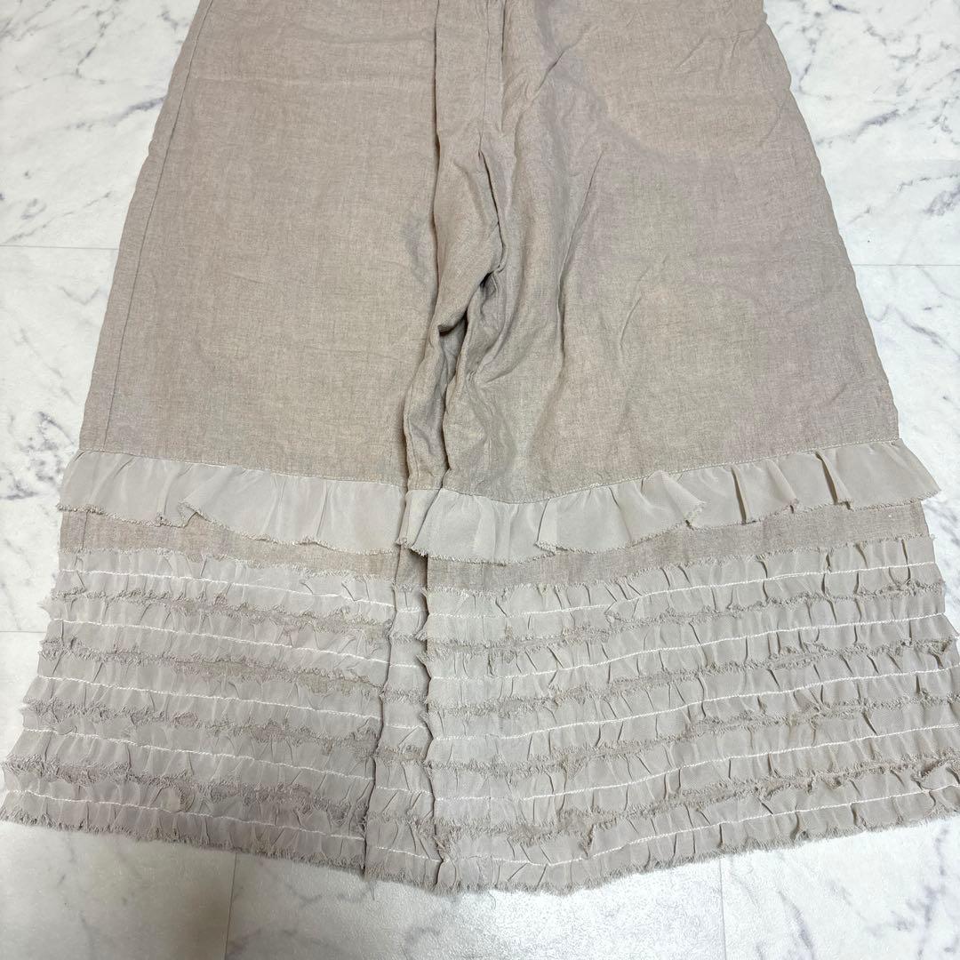 TSUHARU by Samansa Mos2 リネン裾シフォンフリルパンツ