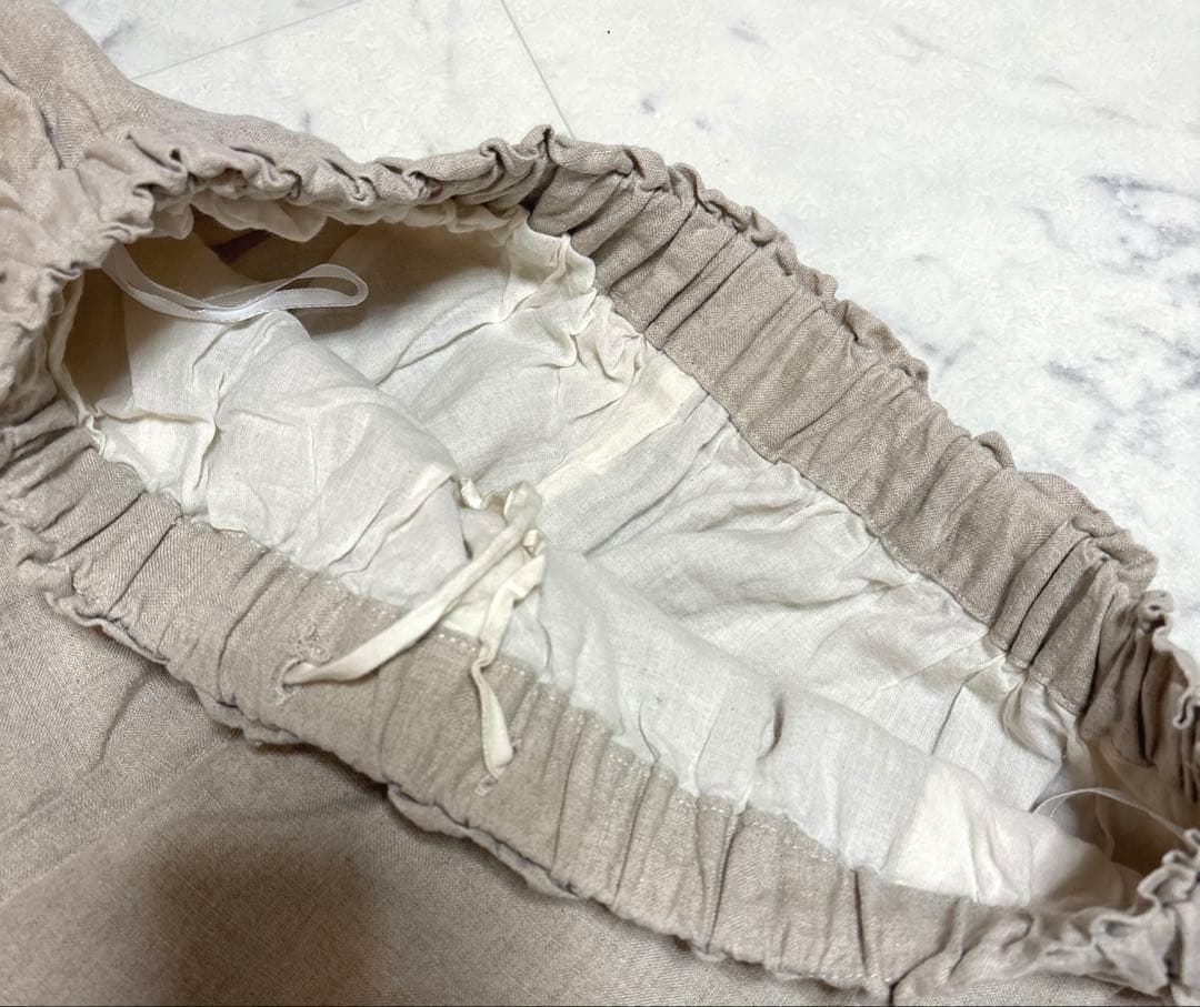 TSUHARU by Samansa Mos2 リネン裾シフォンフリルパンツ