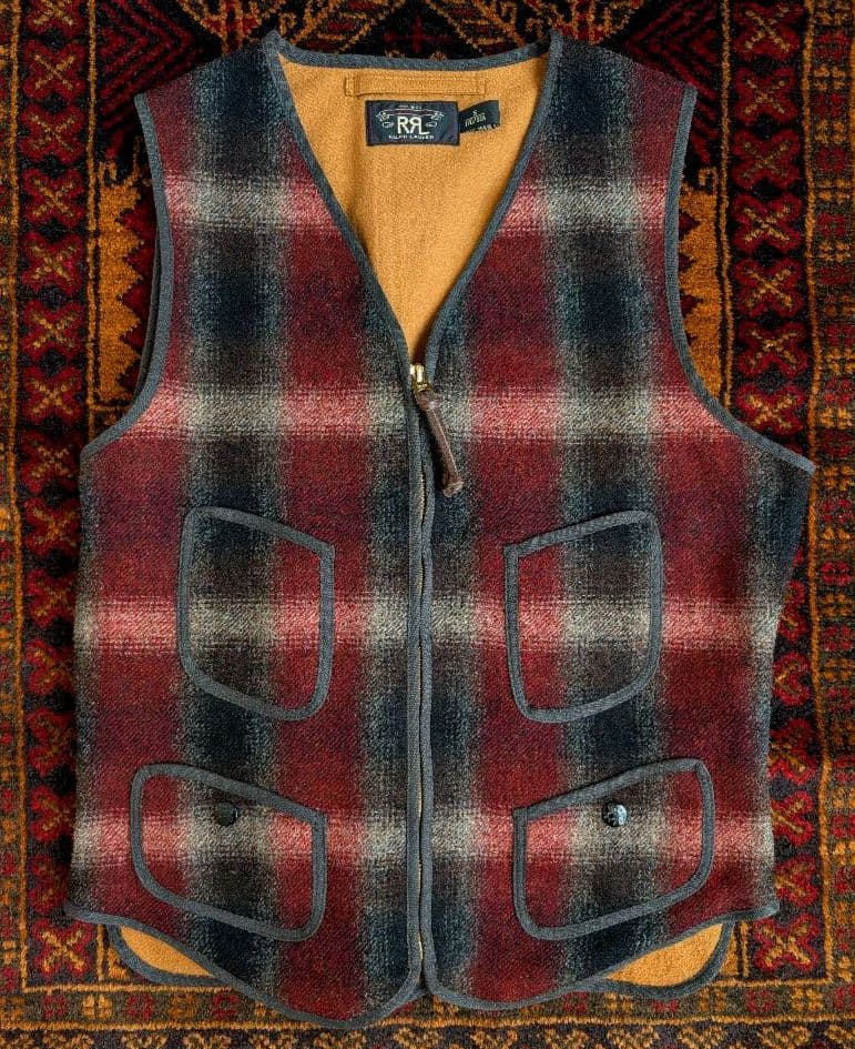 試着のみ　ＲＲＬ WOOL CHECK VEST