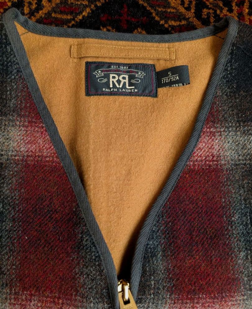 試着のみ　ＲＲＬ WOOL CHECK VEST