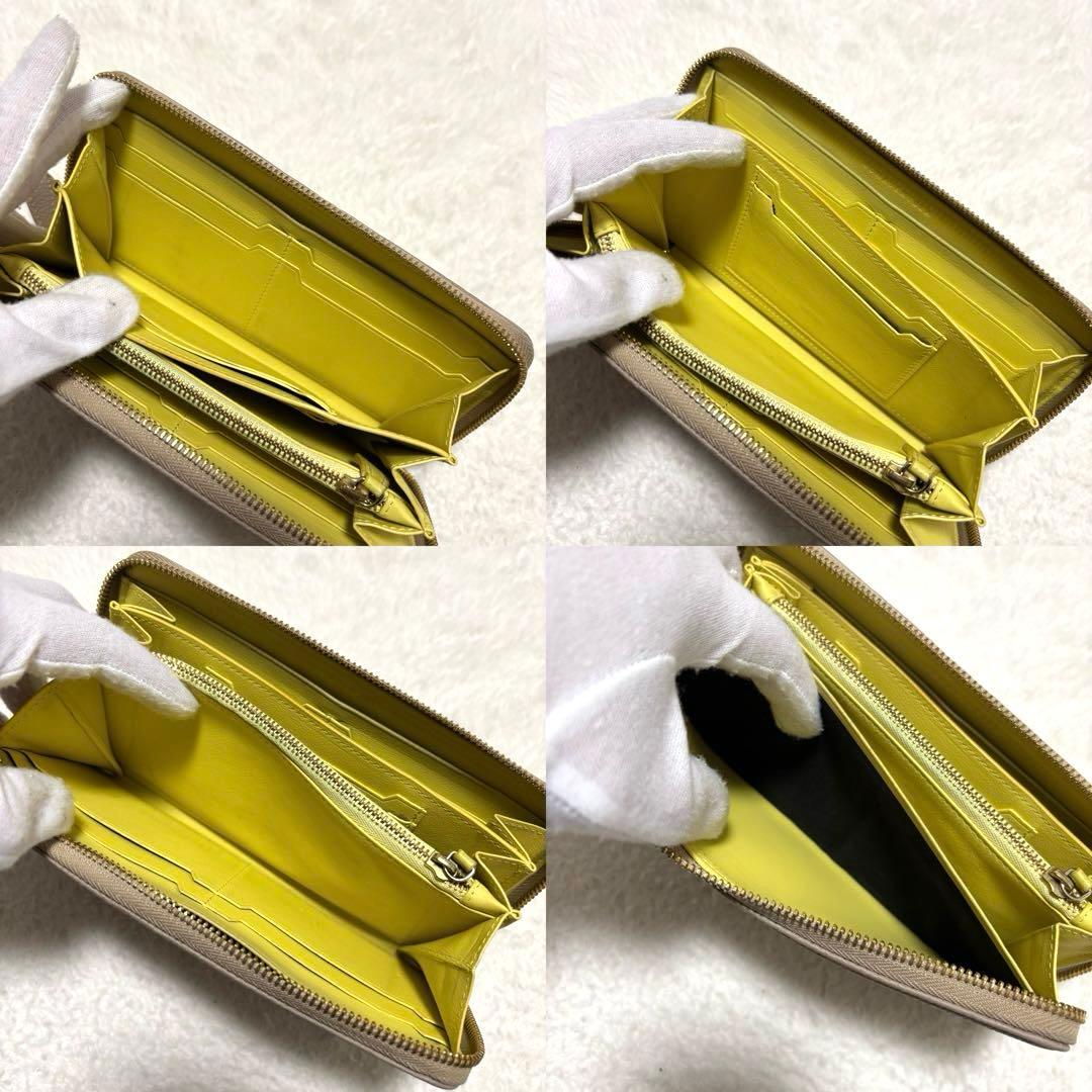 ボナベンチュラ 長財布 レザー シボ ラウンドジップ 箱付き ベージュ