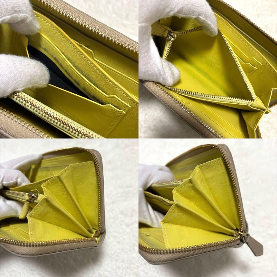 ボナベンチュラ 長財布 レザー シボ ラウンドジップ 箱付き ベージュ