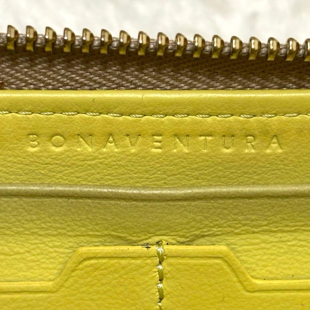 ボナベンチュラ 長財布 レザー シボ ラウンドジップ 箱付き ベージュ