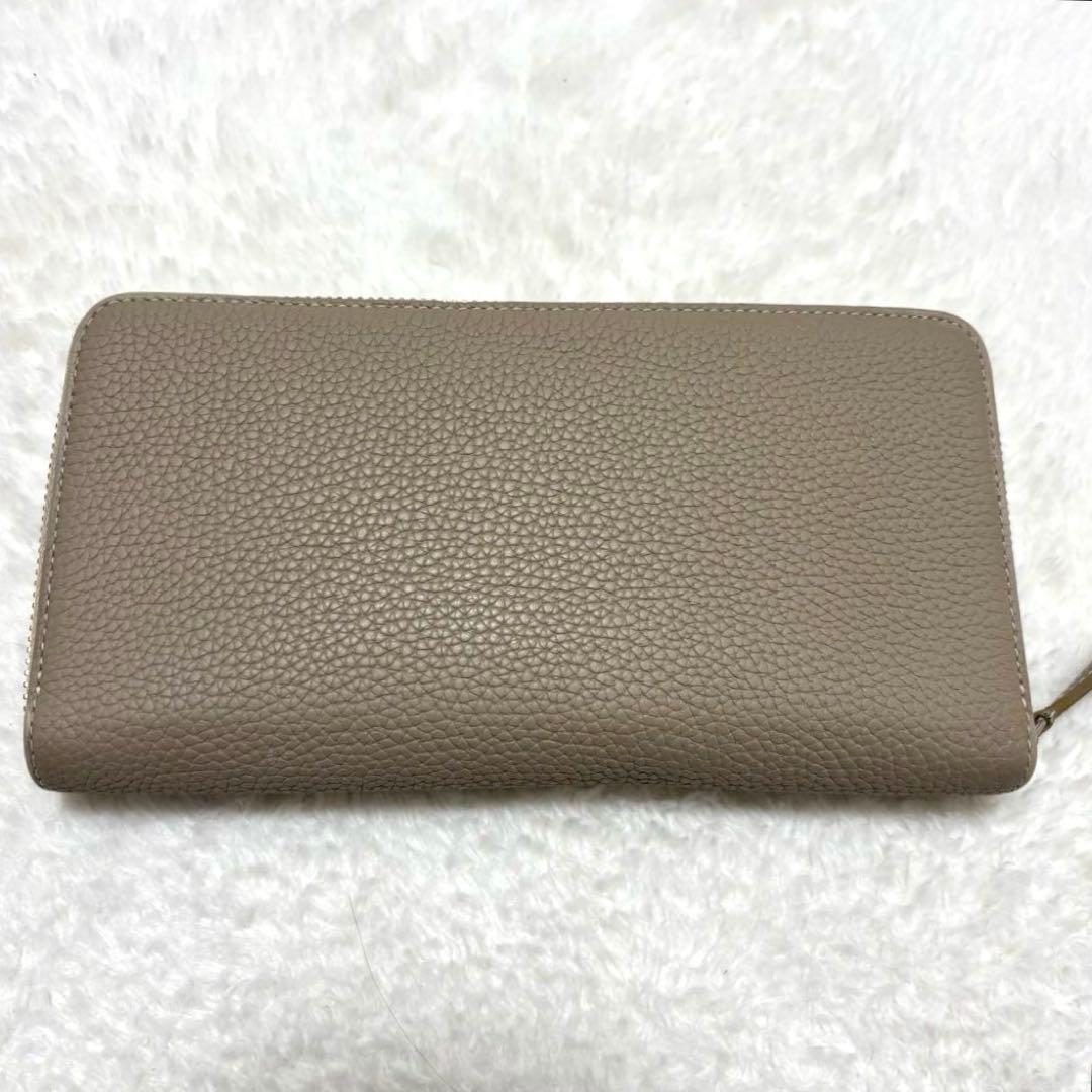 ボナベンチュラ 長財布 レザー シボ ラウンドジップ 箱付き ベージュ