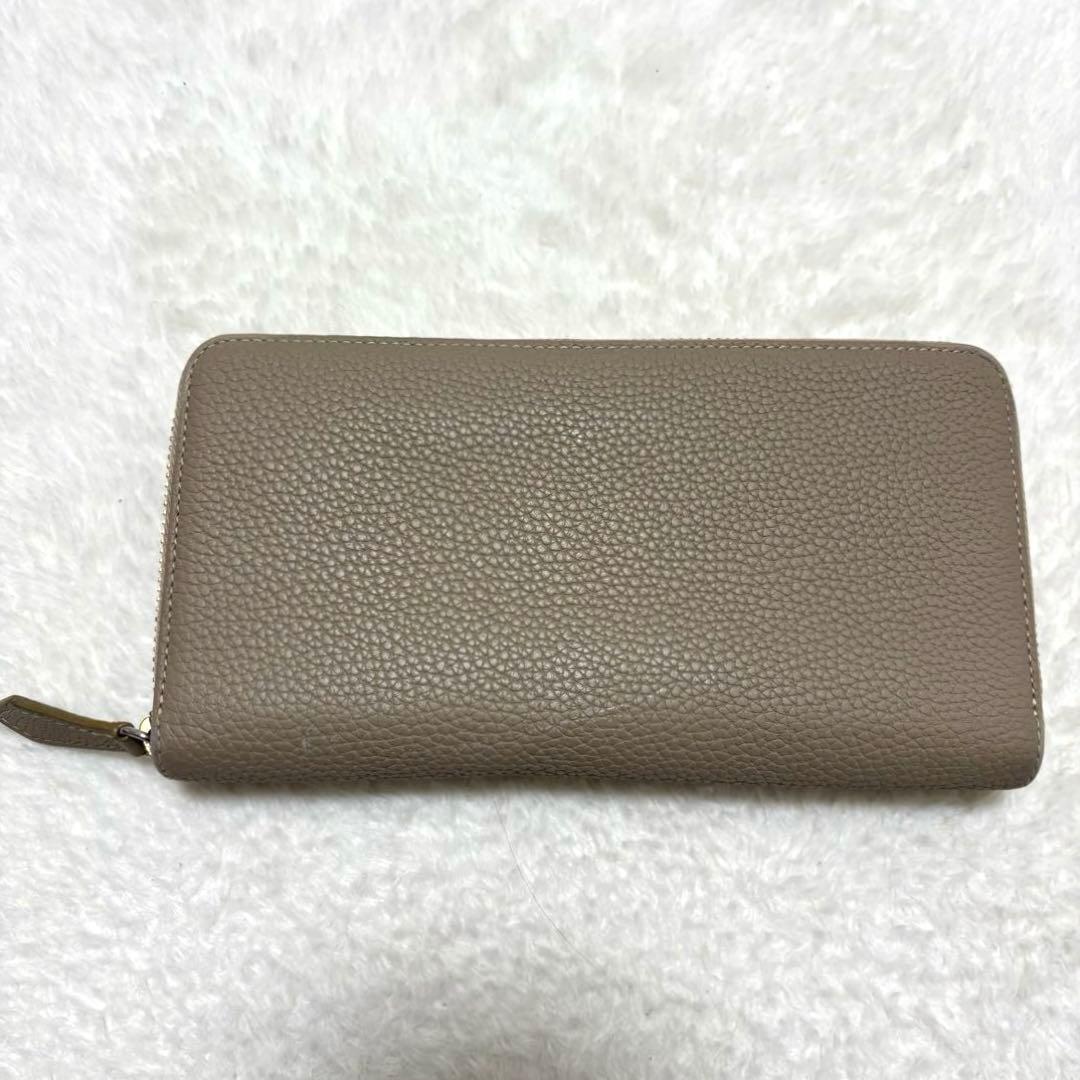 ボナベンチュラ 長財布 レザー シボ ラウンドジップ 箱付き ベージュ