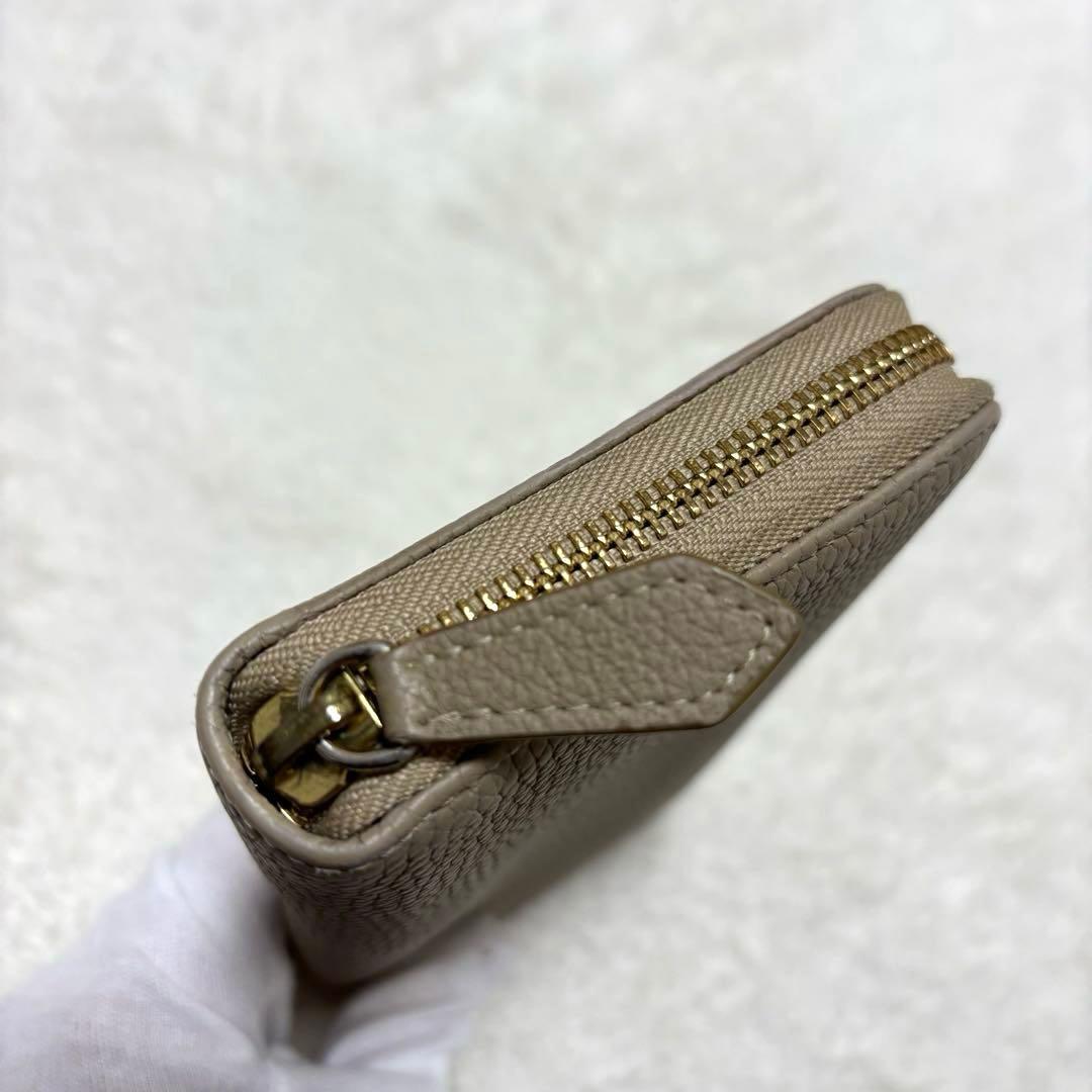 ボナベンチュラ 長財布 レザー シボ ラウンドジップ 箱付き ベージュ