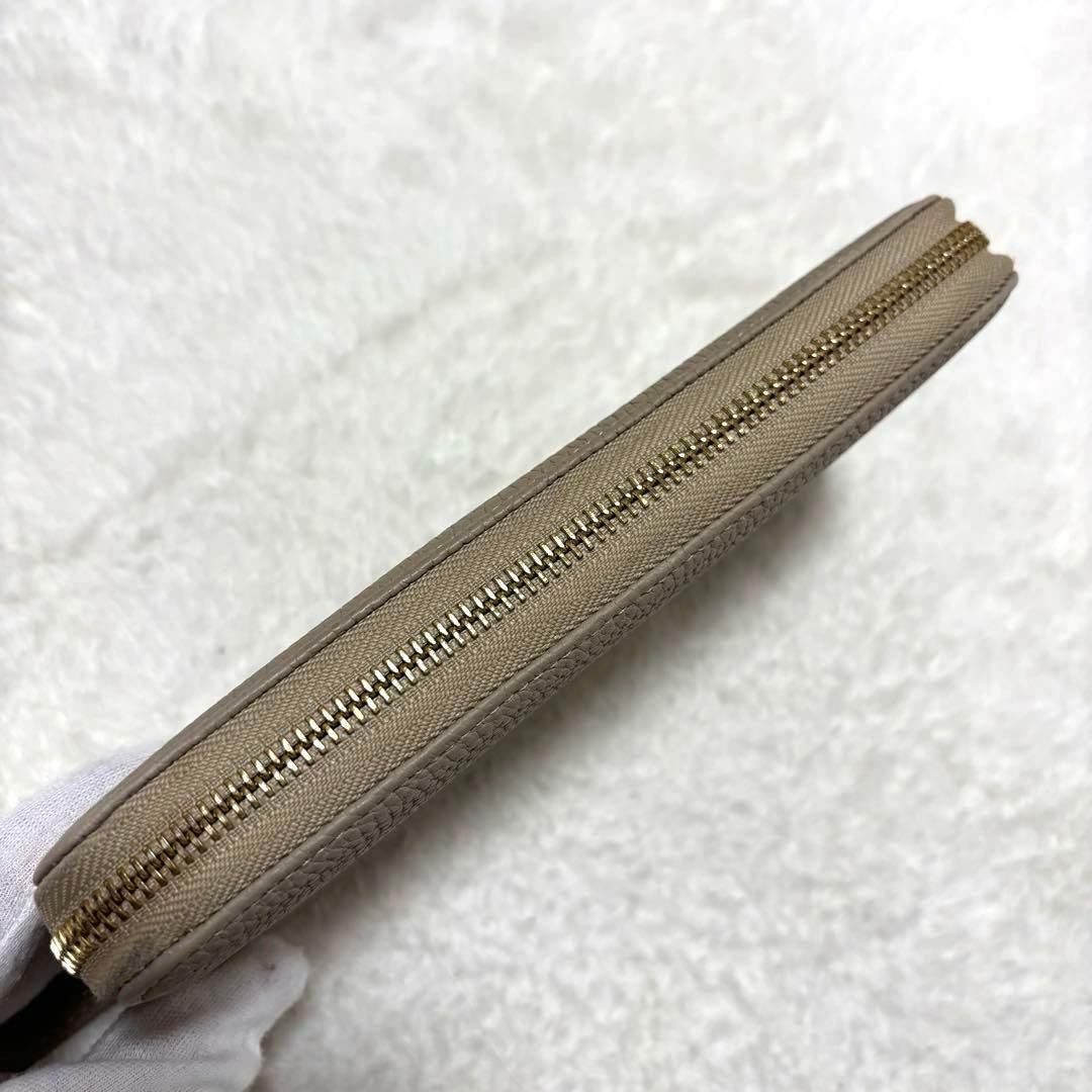 ボナベンチュラ 長財布 レザー シボ ラウンドジップ 箱付き ベージュ