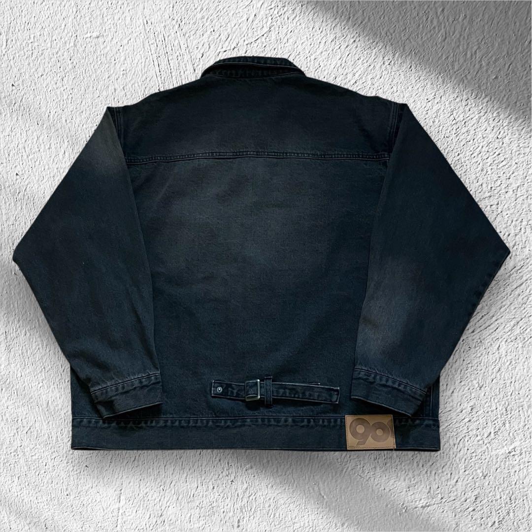 9090 ナインティナインティ キングロゴ刺繍 デニムジャケット グレーXL相当
