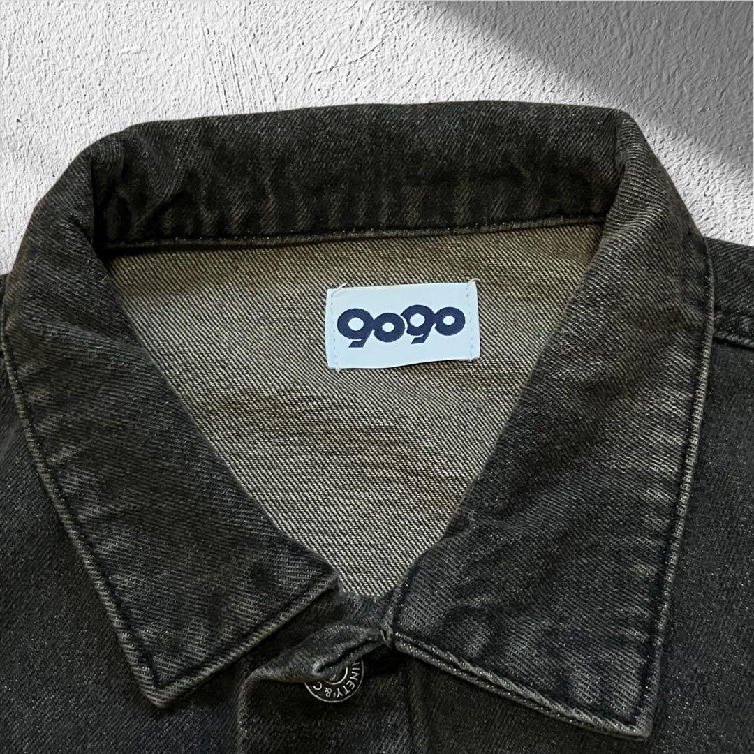 9090 ナインティナインティ キングロゴ刺繍 デニムジャケット グレーXL相当