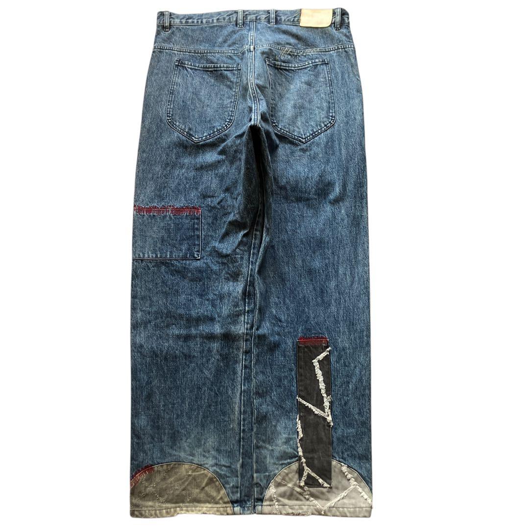 極太00s Mackdaddy ダメージリペア加工バギーデニム B系HIPHOP