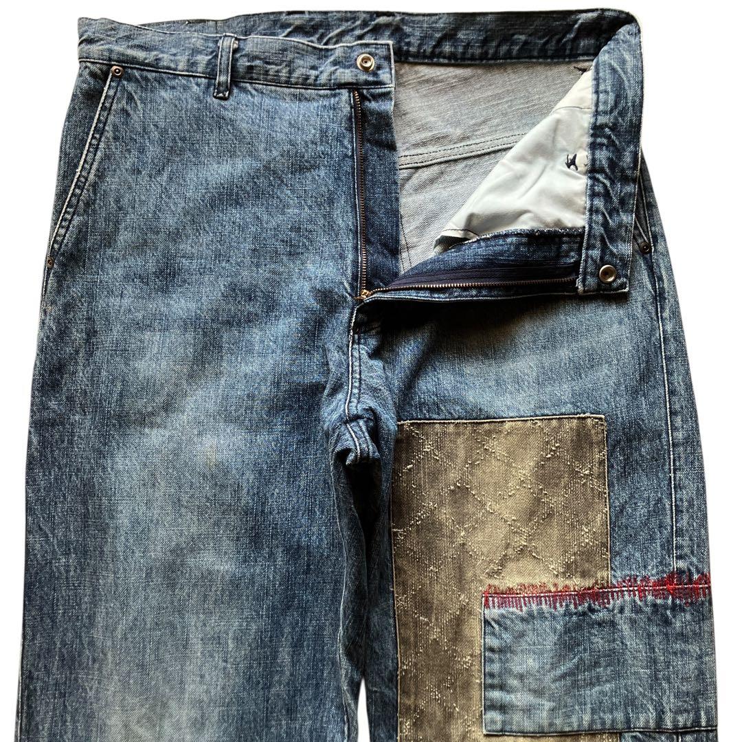 極太00s Mackdaddy ダメージリペア加工バギーデニム B系HIPHOP