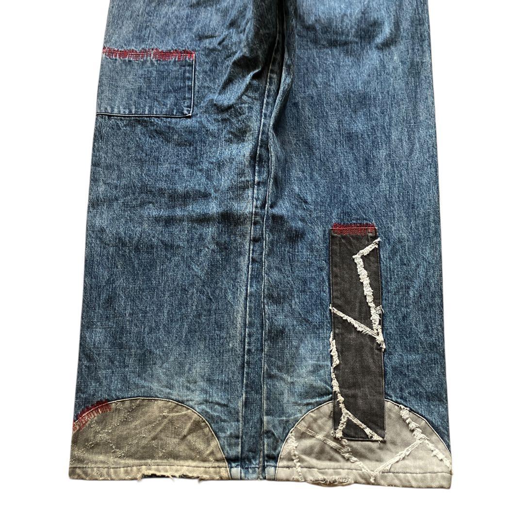 極太00s Mackdaddy ダメージリペア加工バギーデニム B系HIPHOP