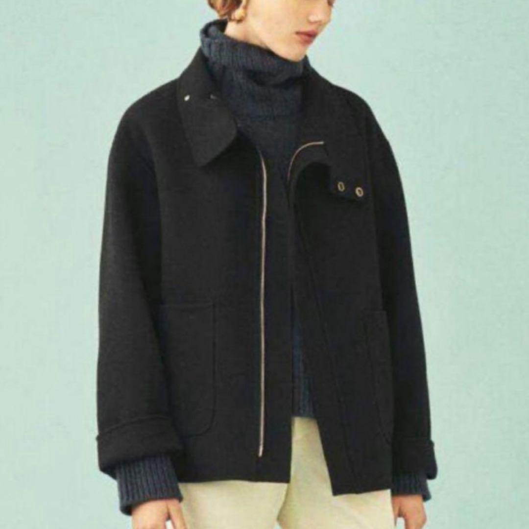 GALERIE VIE ライトメルトンスタンドカラーショートコート