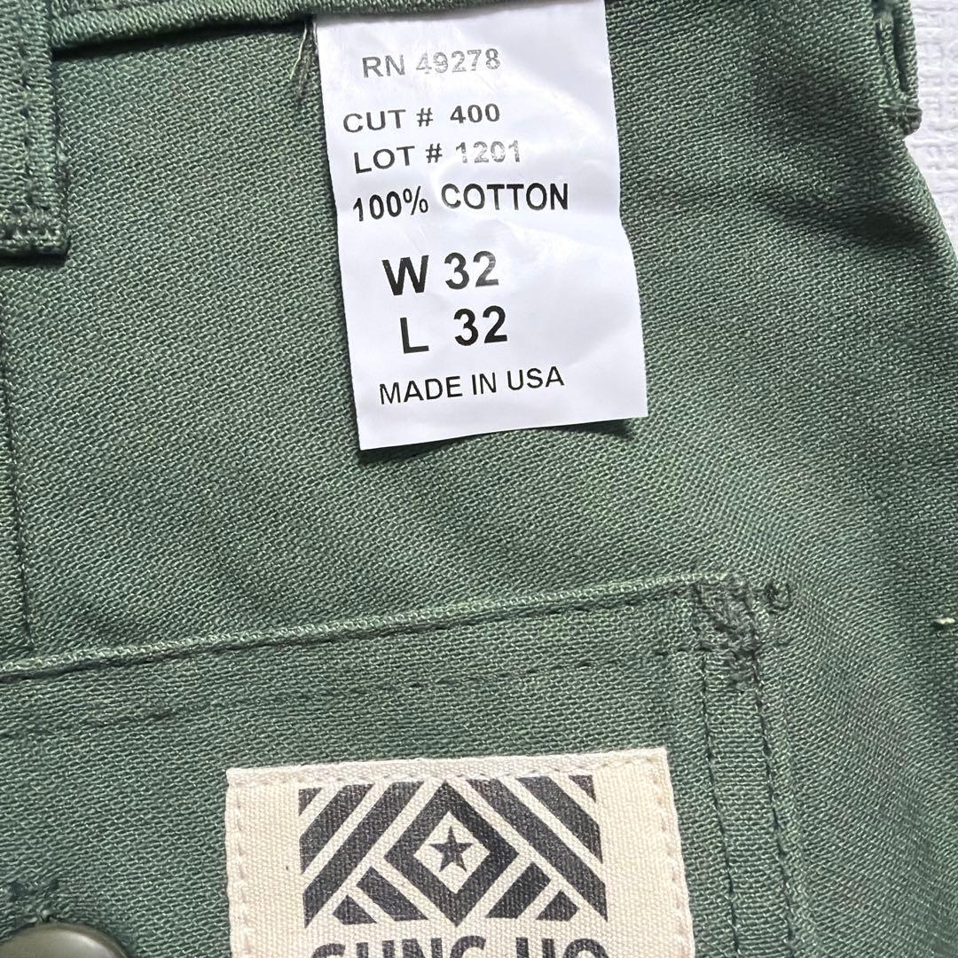 【未使用USA製】旧タグGUNG HOベイカーパンツ　バックサテンW32L32