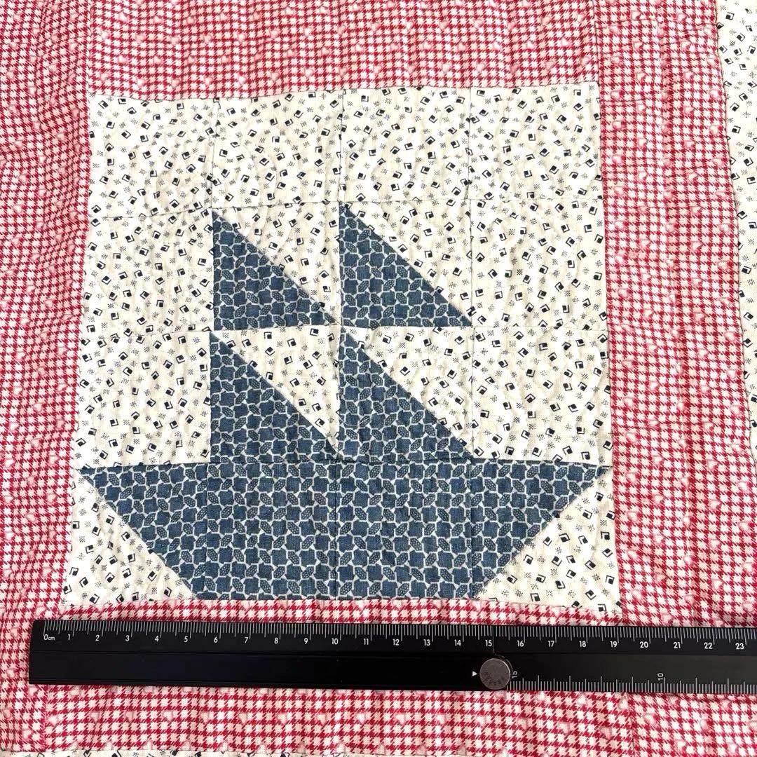 【vintage】 ♦︎アメリカンアンティークキルト♦︎船と星のパターンキルト