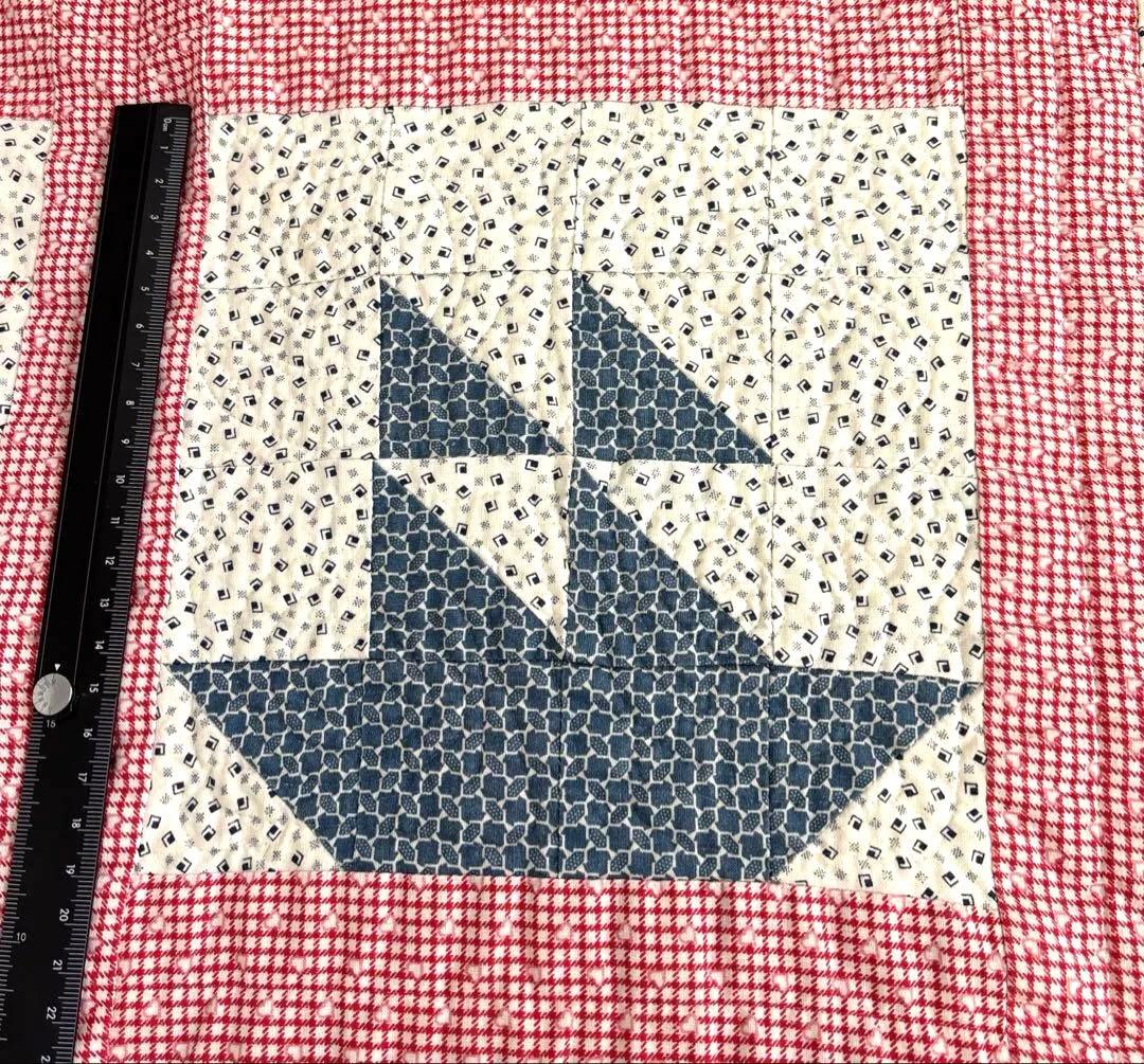 【vintage】 ♦︎アメリカンアンティークキルト♦︎船と星のパターンキルト