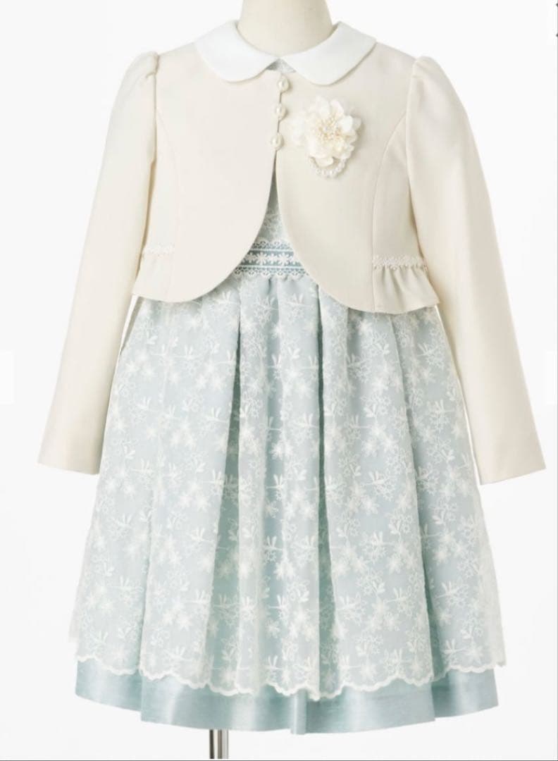 ショパン　ミントカラーニュアンスレースアンサンブル　130 ★靴付