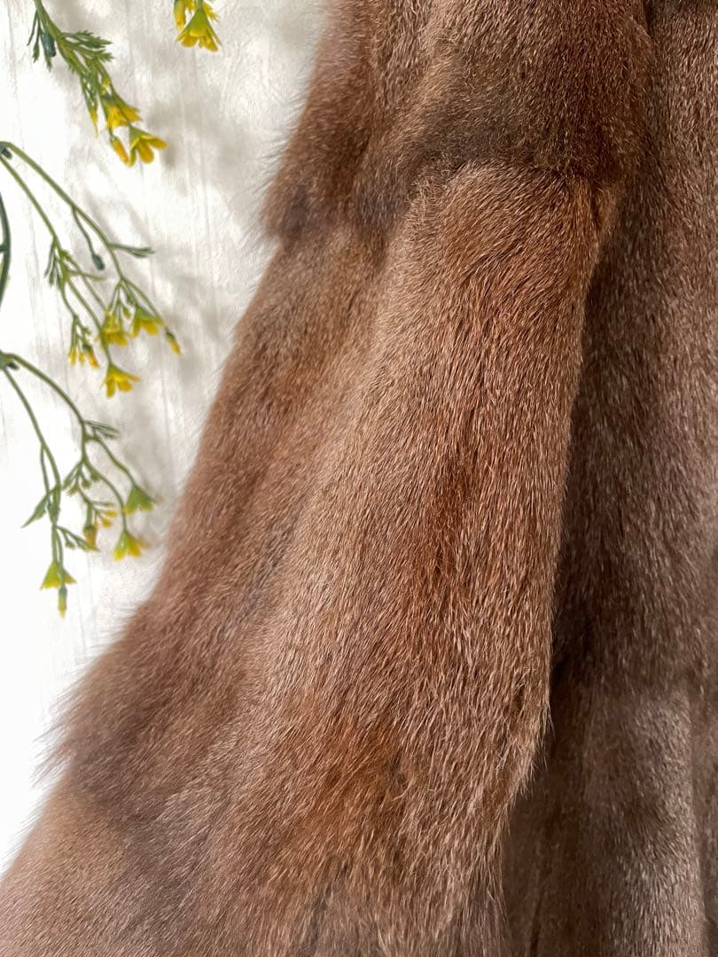 美品　孔雀 PEACOCK FEATHER ミンク　毛皮　コート　ブラウン