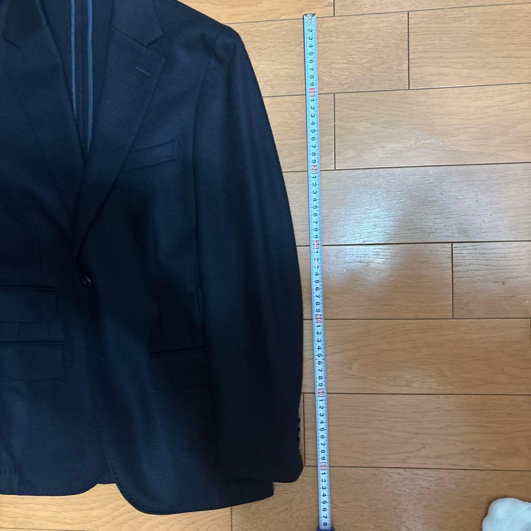 本日限定価格azabutailorネイビービジネススーツ(ジャージスーツ)