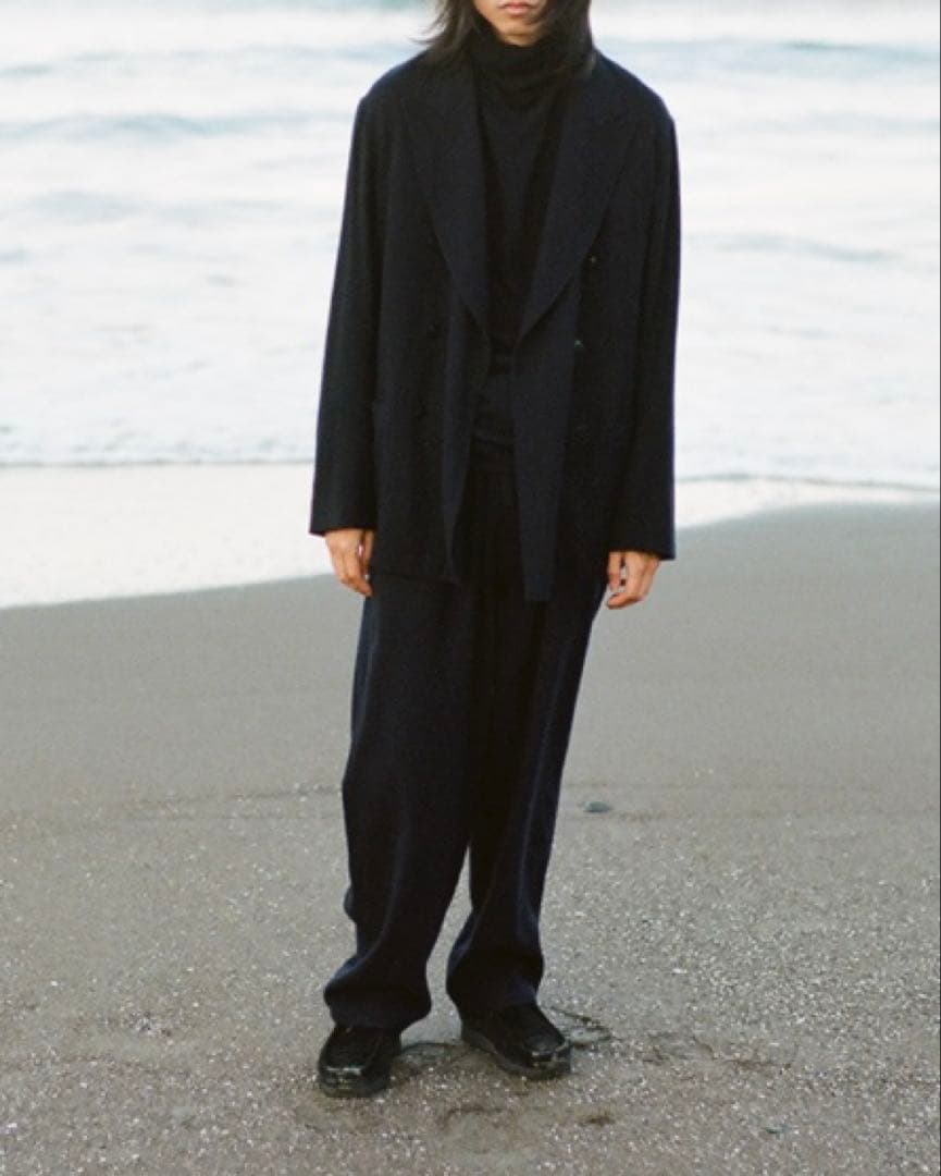 COMOLI強縮ウールダブルジャケット/ドローストリングパンツ　セットアップ