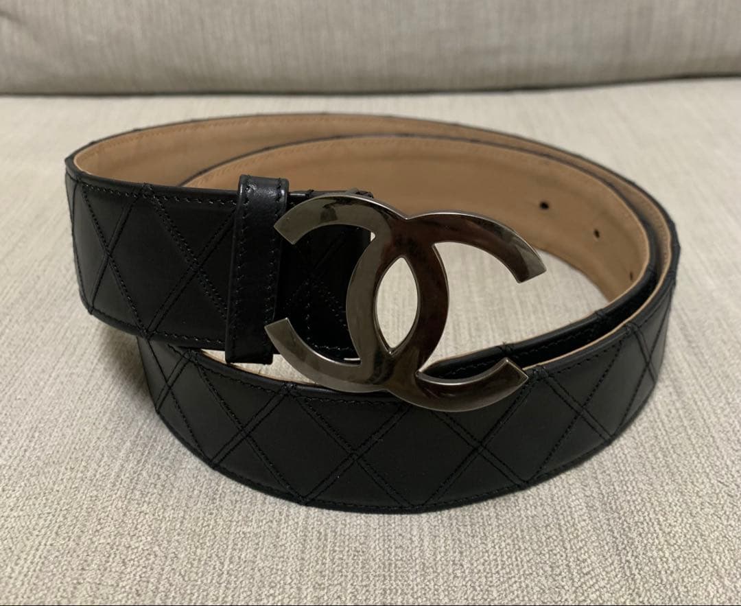 シャネル CHANEL ベルト ココマーク マトラッセステッチ レザー