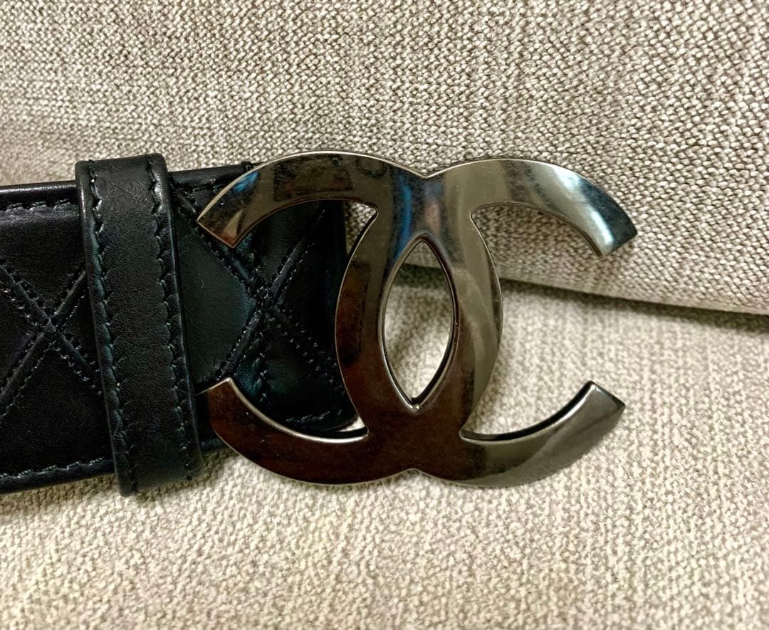 シャネル CHANEL ベルト ココマーク マトラッセステッチ レザー