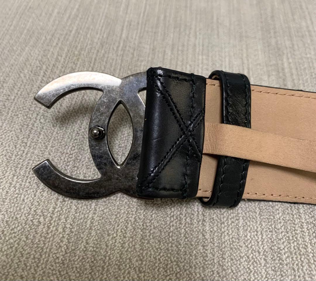 シャネル CHANEL ベルト ココマーク マトラッセステッチ レザー