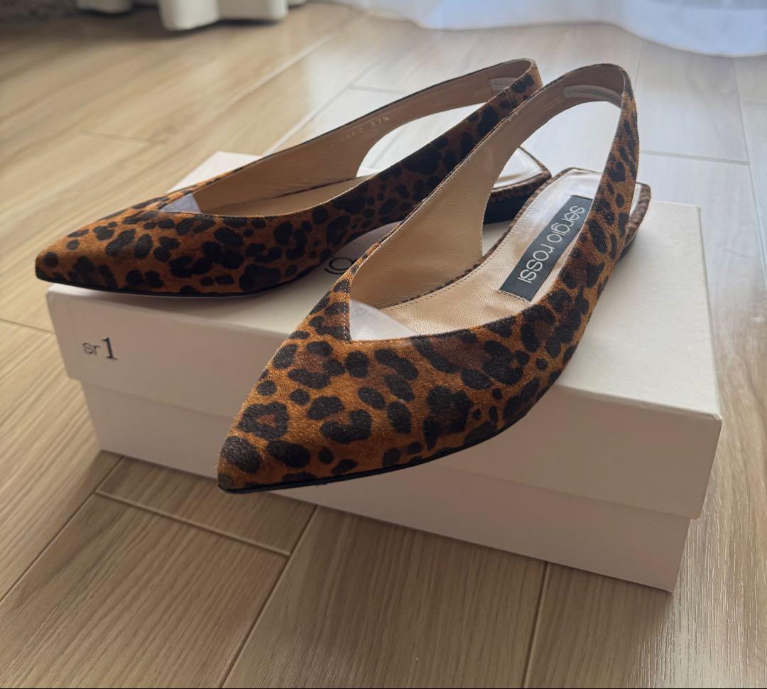 セルジオロッシ sr1 ヒョウ柄　ミュール　サイズ37 .5 (24.5cm)