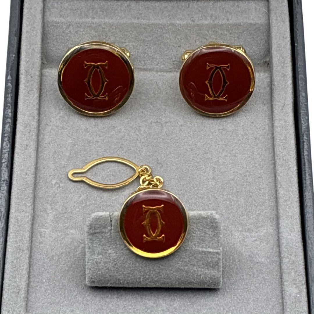 【美品】Cartier カルティエ カフス タイピン セット ダブルC ロゴ