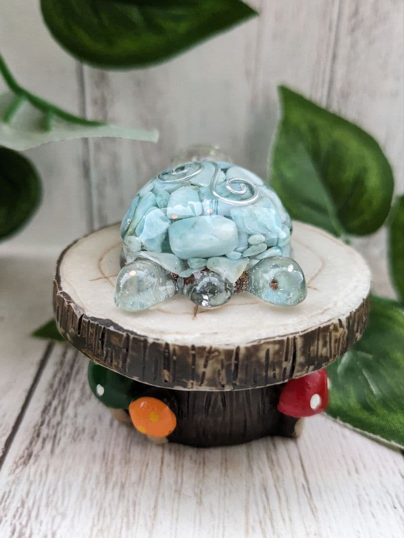 【はる】ラリマーのかめちゃん形オルゴナイト☆他３点