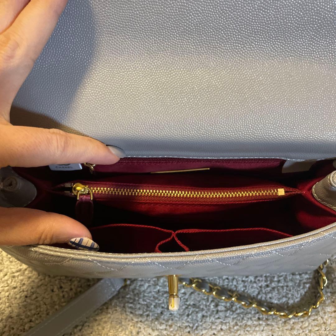 CHANEL グレー キルティング バッグ　キャビアスキン　ノベルティ