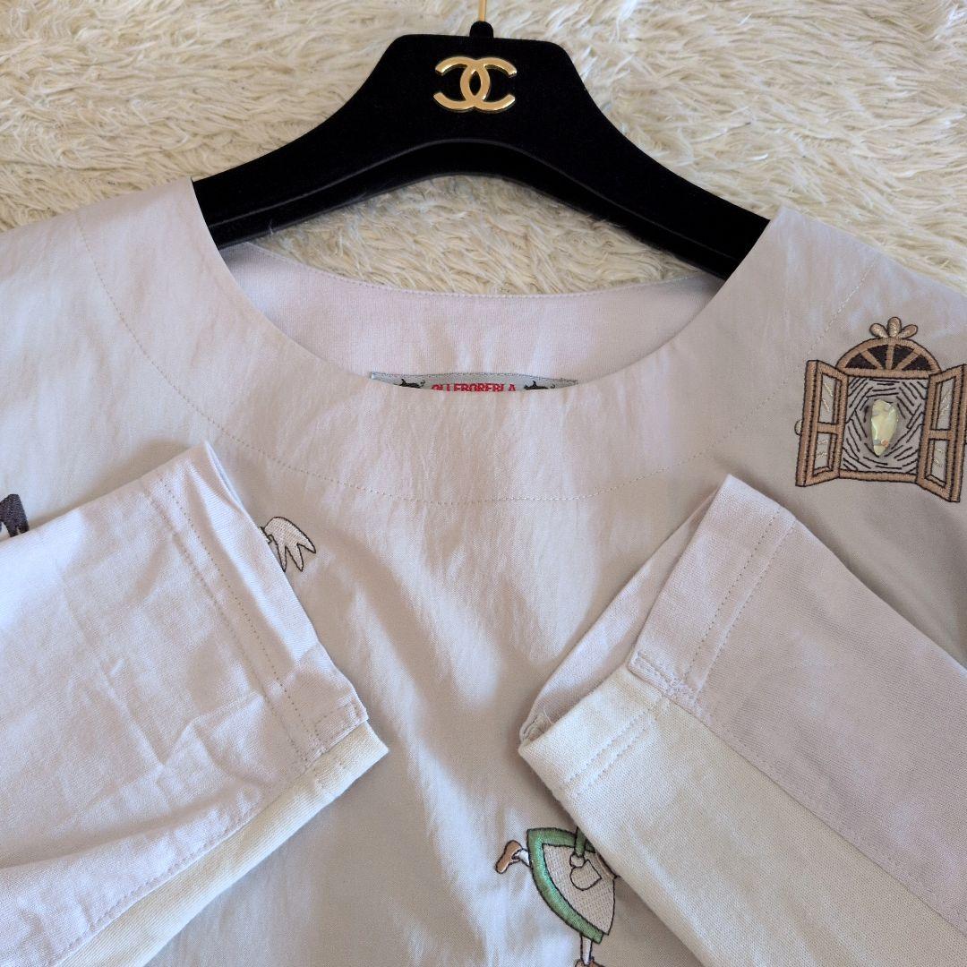 OLLEBOREBLA　カットソー　ぶたさん刺繍　異素材ミックス　アリス赤ずきん