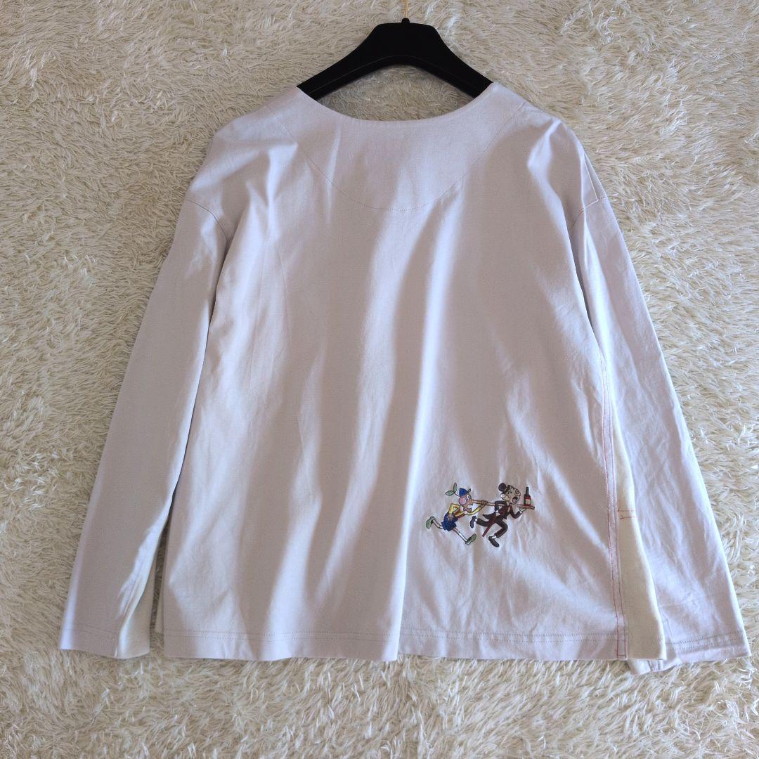 OLLEBOREBLA　カットソー　ぶたさん刺繍　異素材ミックス　アリス赤ずきん