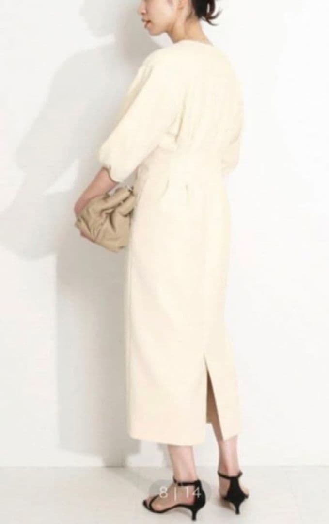 VERMEIL par iena　ツイルウエストシェイプ パフスリーブワンピース