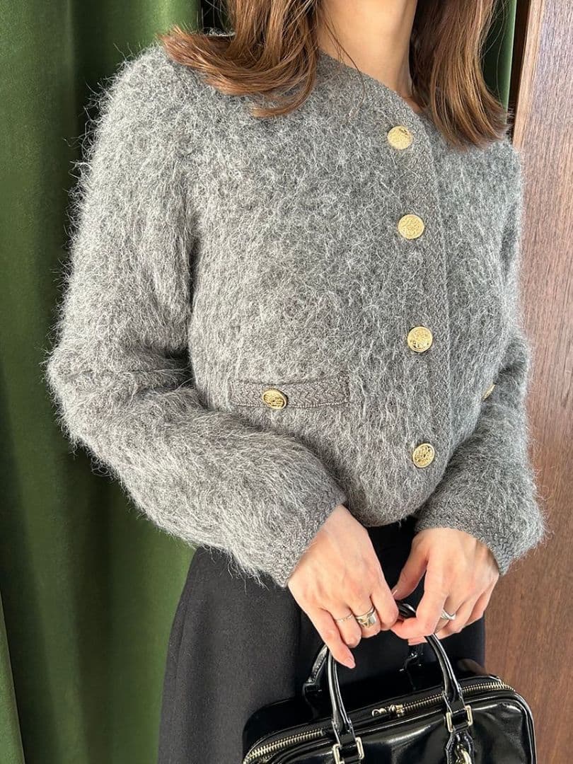 SNIDEL 　ファーライクフリルニットジャケット