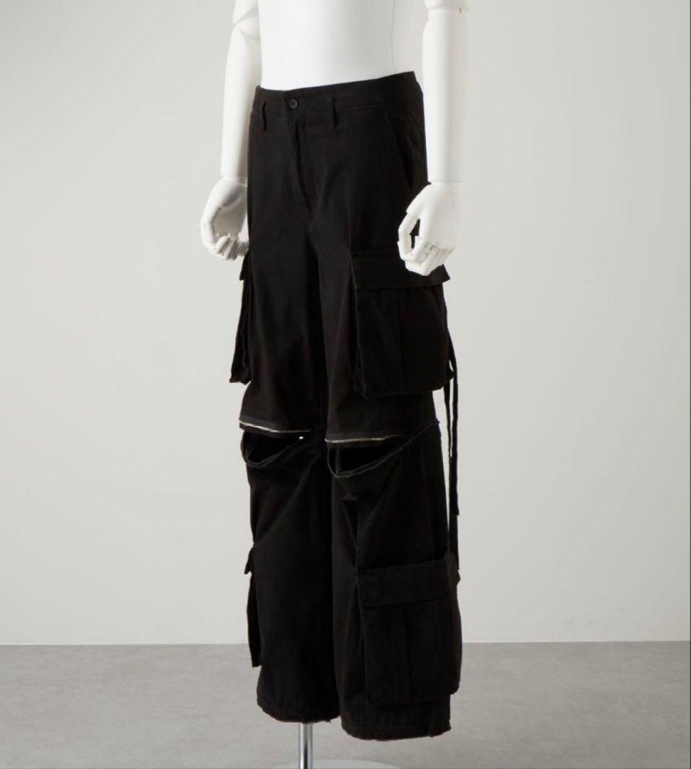 【GRANCY】ジップデザイン カーゴパンツ M ブラック