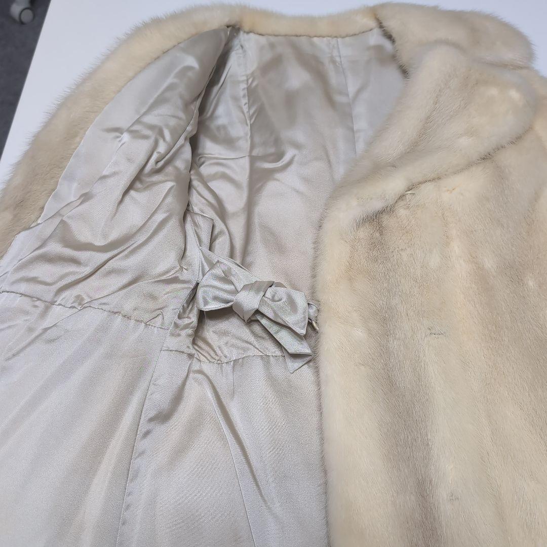 ミンク 毛皮 ホワイトミンク クロスミンク ハーフコート リアルファー　9