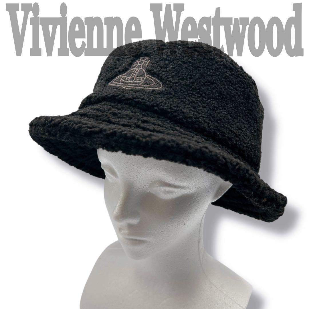 ☆早い者勝ち☆【Vivienne】メンズ ボア バケットハット 黒 帽子 刺繍