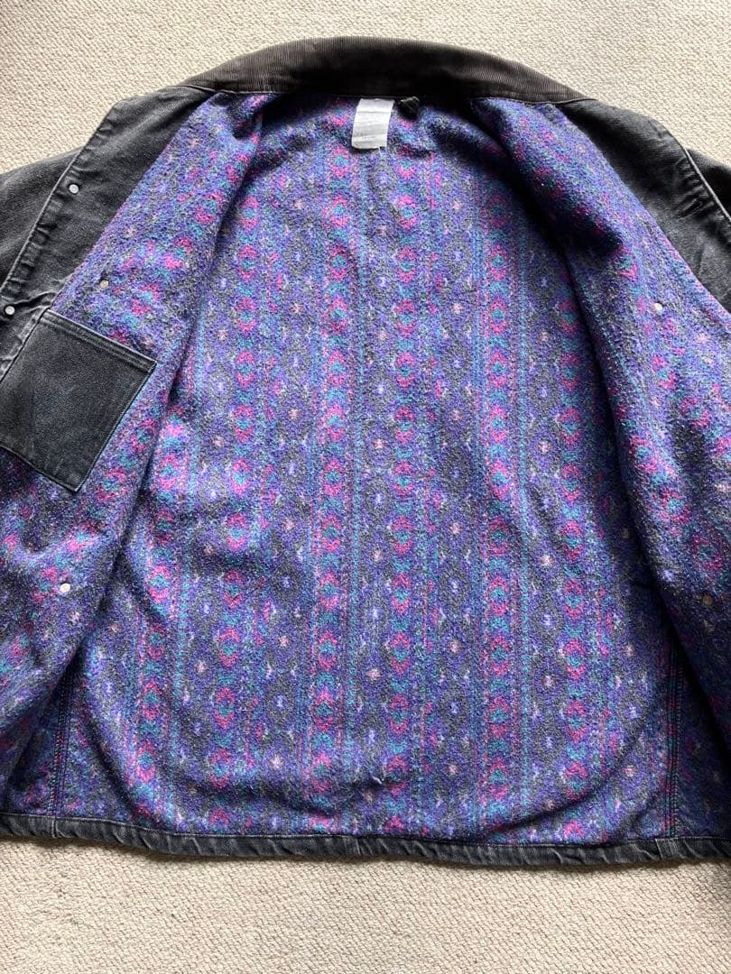 90s USA製 カーハート South Westブラックデニム チョアコート